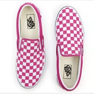 Vans Classic Slip On Checkerboard Fuchsia Red/True White Men's Shoes